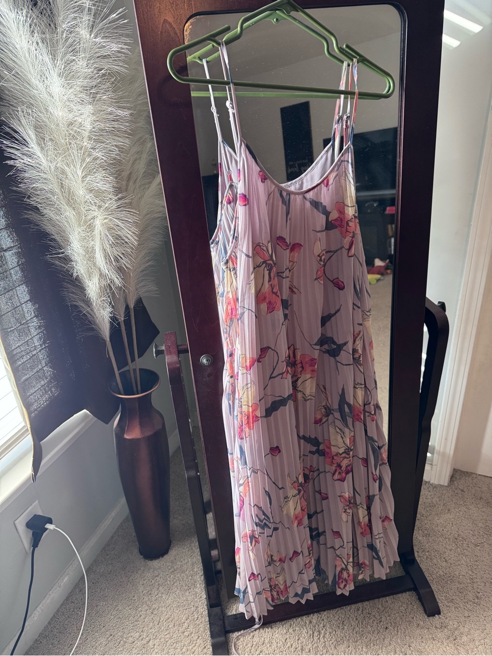 a new day Lavender Floral Pleated Midi Slip Dress